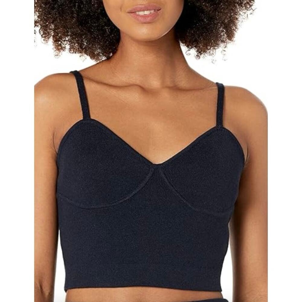 The Drop Knit Tank Cropped Cami Black Adjustable Strap XXL